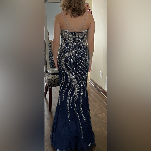 Blue prom dress gown size 4 - Picture 3 of 4